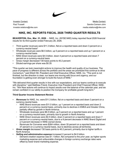 Thumbnail Nike Quarterly Report 2026-q3