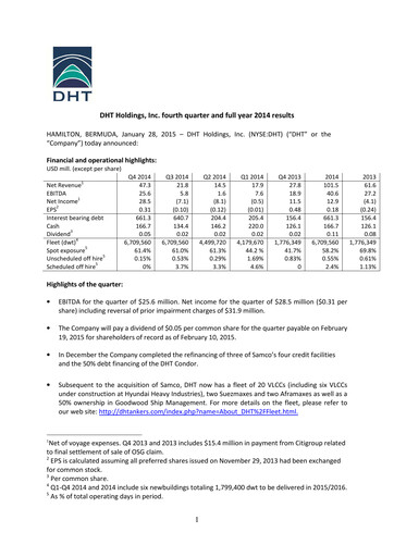 Thumbnail DHT Holdings Quarterly Report 2014-q4