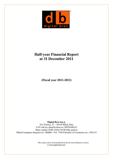 Thumbnail Digital Bros Half-year Report 2011-2012