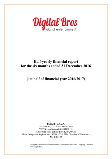 Thumbnail Digital Bros Half-year Report 2016-2017