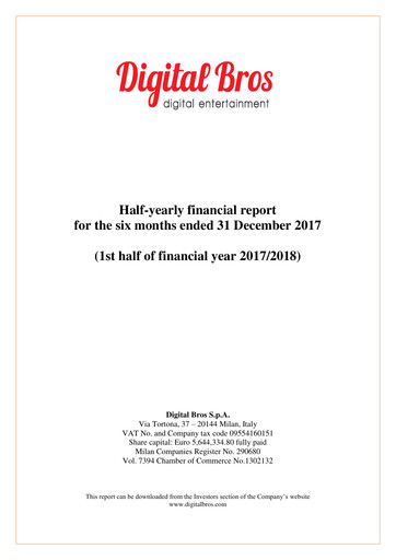 Thumbnail Digital Bros Half-year Report 2017-2018
