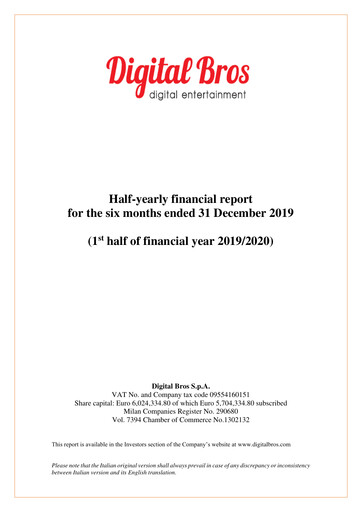 Thumbnail Digital Bros Half-year Report 2019-2020