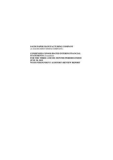Vorschaubild Saudi Paper Manufacturing Company Quartalsbericht 2019-q2