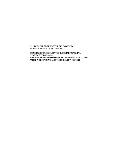 Vorschaubild Saudi Paper Manufacturing Company Quartalsbericht 2020-q1