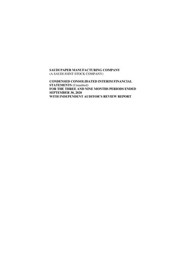 Vorschaubild Saudi Paper Manufacturing Company Quartalsbericht 2020-q3