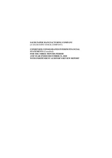 Vorschaubild Saudi Paper Manufacturing Company Quartalsbericht 2020-q4