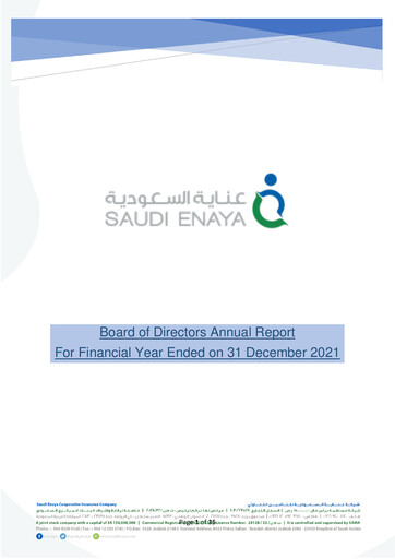 Thumbnail Saudi Enaya Cooperative Insurance Company Annual Report 2021