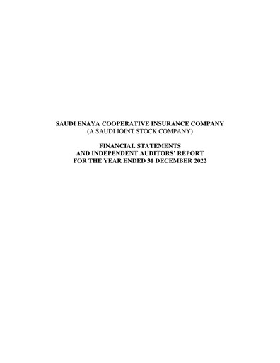 Thumbnail Saudi Enaya Cooperative Insurance Company Financial Statement 2022