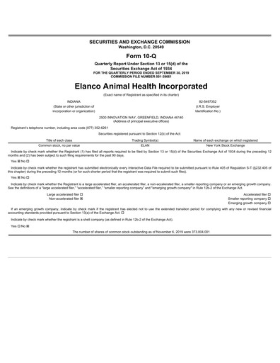 Vorschaubild Elanco Quartalsbericht 2019-q3