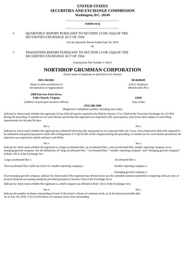 Miniature Northrop Grumman Rapport trimestriel 2018-q2