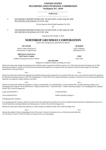 Miniature Northrop Grumman Rapport trimestriel 2018-q3
