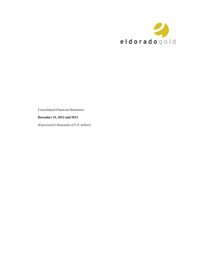 Thumbnail Eldorado Gold
 Financial Statement 2013