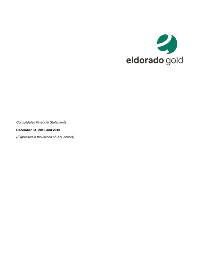 Thumbnail Eldorado Gold
 Financial Statement 2019