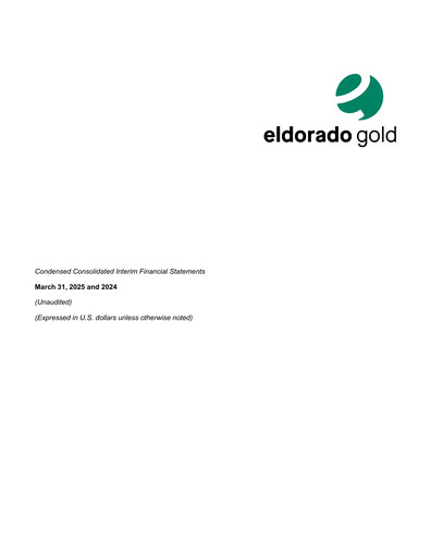 Miniature Eldorado Gold
 Bilan financier 2025-q1