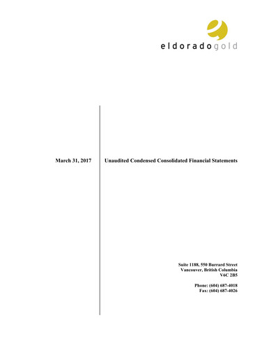 Thumbnail Eldorado Gold
 Quarterly Report 2017-q1