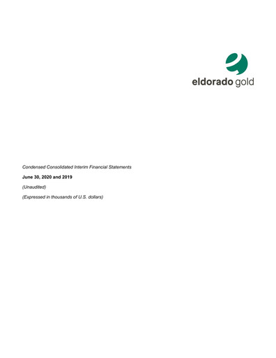 Thumbnail Eldorado Gold
 Quarterly Report 2020-q2