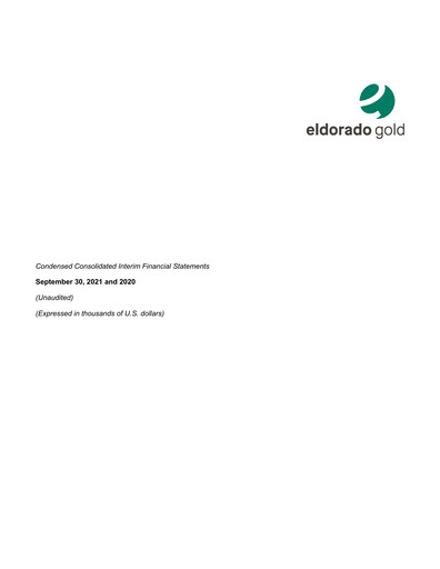 Thumbnail Eldorado Gold
 Quarterly Report 2021-q3