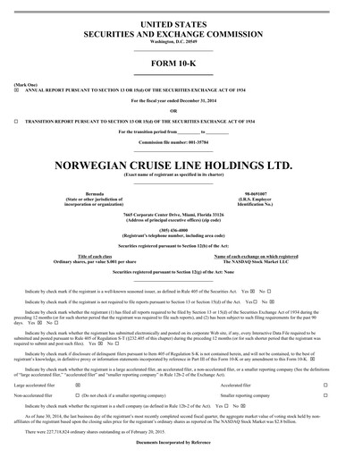 Thumbnail Norwegian Cruise Line
 Annual Report 2014