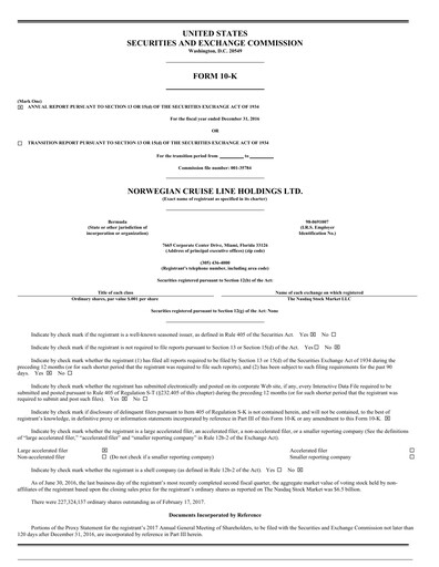 Thumbnail Norwegian Cruise Line
 Annual Report 2016