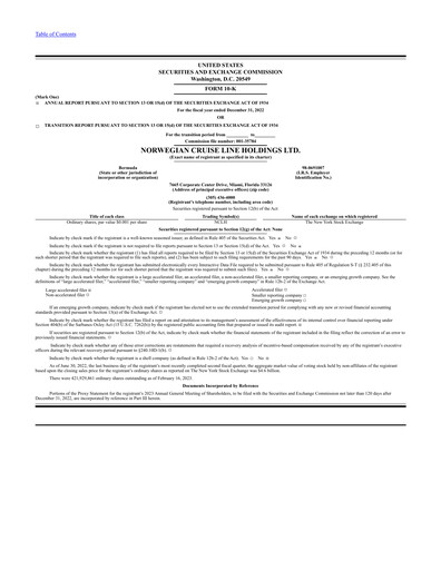 Thumbnail Norwegian Cruise Line
 Annual Report 2022
