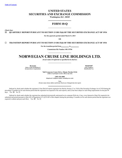 Miniature Norwegian Cruise Line
 Rapport trimestriel 2013-q1