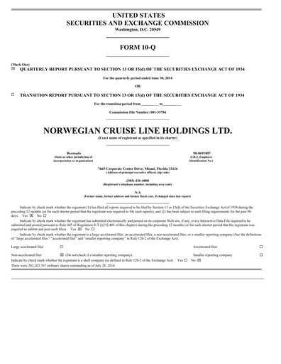 Miniature Norwegian Cruise Line
 Rapport trimestriel 2014-q2