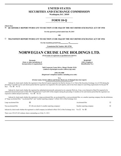 Miniature Norwegian Cruise Line
 Rapport trimestriel 2015-q2