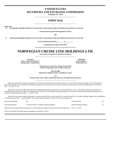 Miniature Norwegian Cruise Line
 Rapport trimestriel 2015-q3
