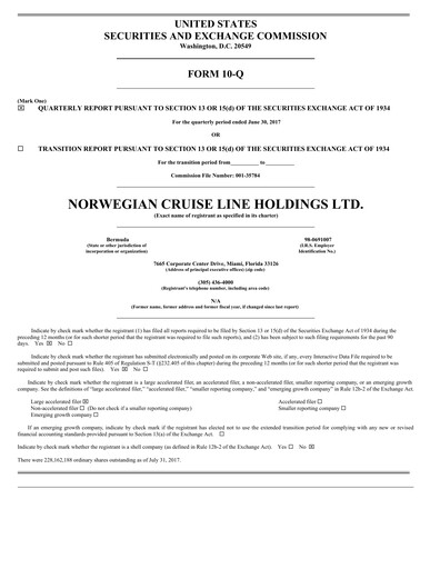 Miniature Norwegian Cruise Line
 Rapport trimestriel 2017-q2