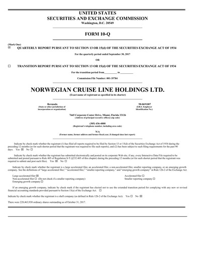 Miniature Norwegian Cruise Line
 Rapport trimestriel 2017-q3