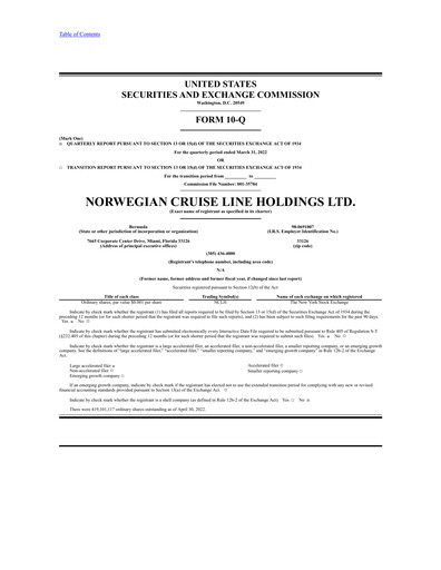 Miniature Norwegian Cruise Line
 Rapport trimestriel 2022-q1