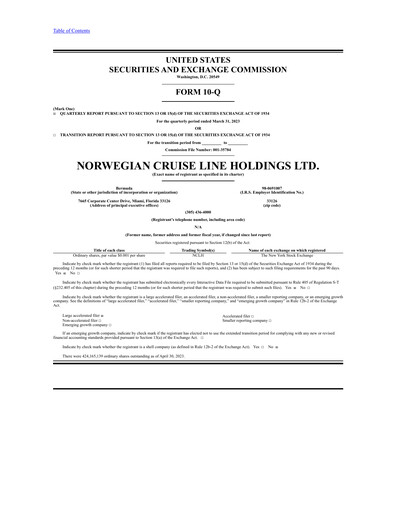 Miniature Norwegian Cruise Line
 Rapport trimestriel 2023-q1