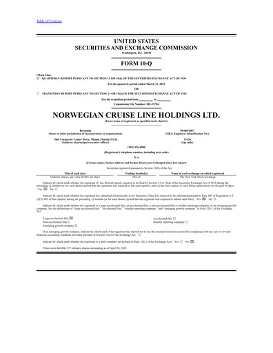 Miniature Norwegian Cruise Line
 Rapport trimestriel 2025-q1