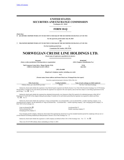 Miniature Norwegian Cruise Line
 Rapport trimestriel 2025-q2
