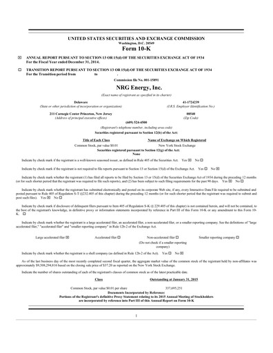 Thumbnail NRG Energy
 Annual Report 2014
