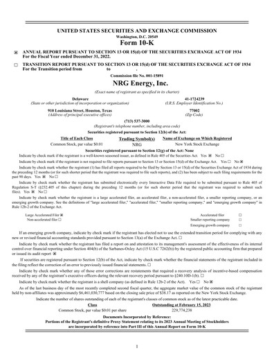 Thumbnail NRG Energy
 Annual Report 2022