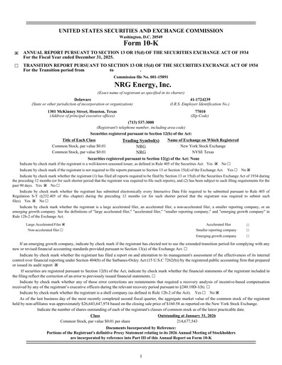 Thumbnail NRG Energy
 Annual Report 2025