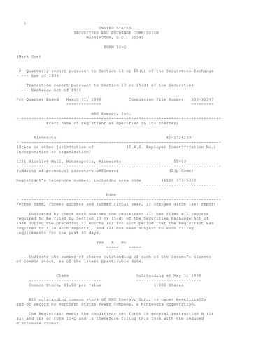 Thumbnail NRG Energy
 Quarterly Report 1998-q1