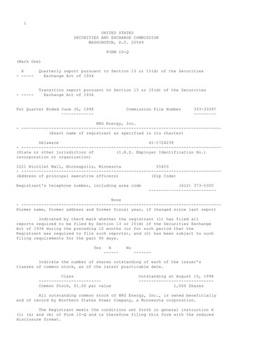 Thumbnail NRG Energy
 Quarterly Report 1998-q2