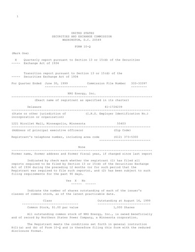 Thumbnail NRG Energy
 Quarterly Report 1999-q2