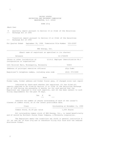 Thumbnail NRG Energy
 Quarterly Report 1999-q3