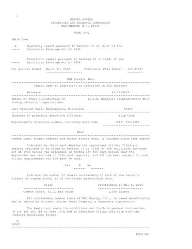 Thumbnail NRG Energy
 Quarterly Report 2000-q1