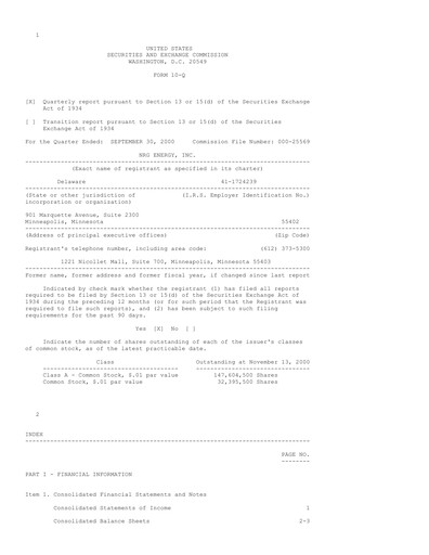 Thumbnail NRG Energy
 Quarterly Report 2000-q3