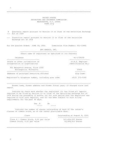 Thumbnail NRG Energy
 Quarterly Report 2001-q2
