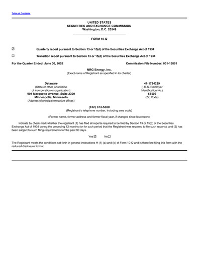 Thumbnail NRG Energy
 Quarterly Report 2002-q2