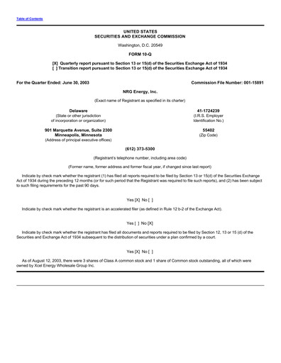 Thumbnail NRG Energy
 Quarterly Report 2003-q2