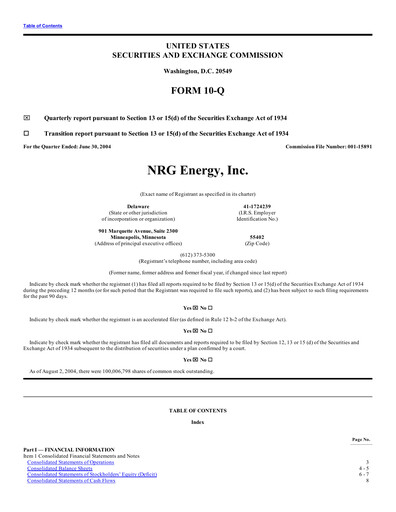 Thumbnail NRG Energy
 Quarterly Report 2004-q2