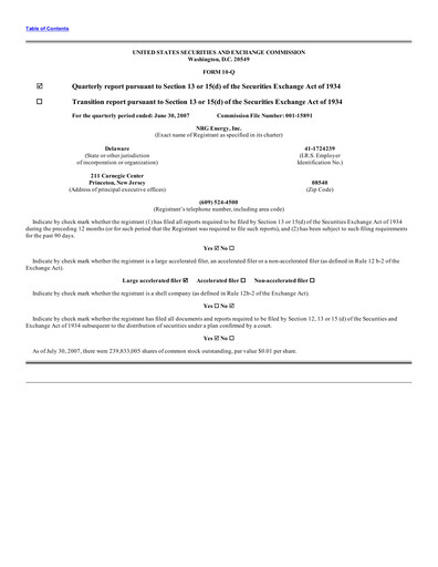 Thumbnail NRG Energy
 Quarterly Report 2007-q2