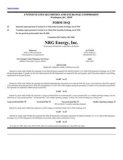 Thumbnail NRG Energy
 Quarterly Report 2009-q2
