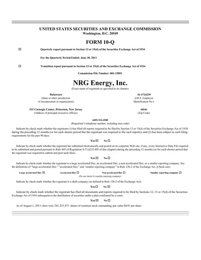 Thumbnail NRG Energy
 Quarterly Report 2011-q2